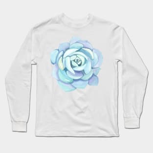 Hand painted blue succulent Long Sleeve T-Shirt